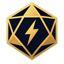 The Field Guide gold dice and lightning logo